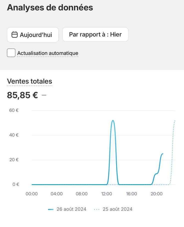 Preuve de ventes — 85,85 € sur une journée